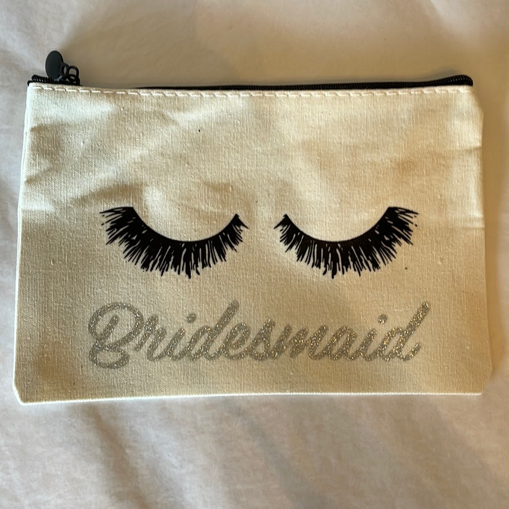 Makeup Bag bridesmaid black eyelashes‎ with silver sparkly bridesmaid